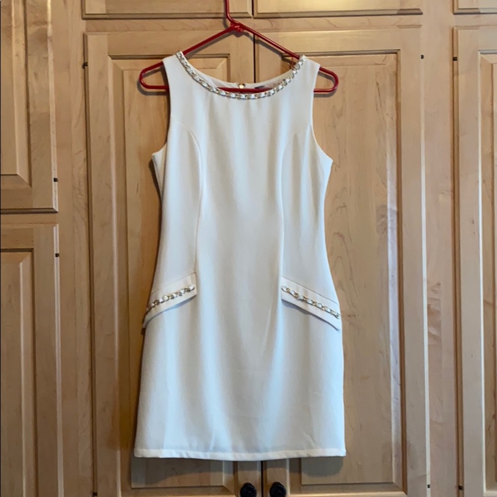 Cream White Party Dress with Gold Accents (S)